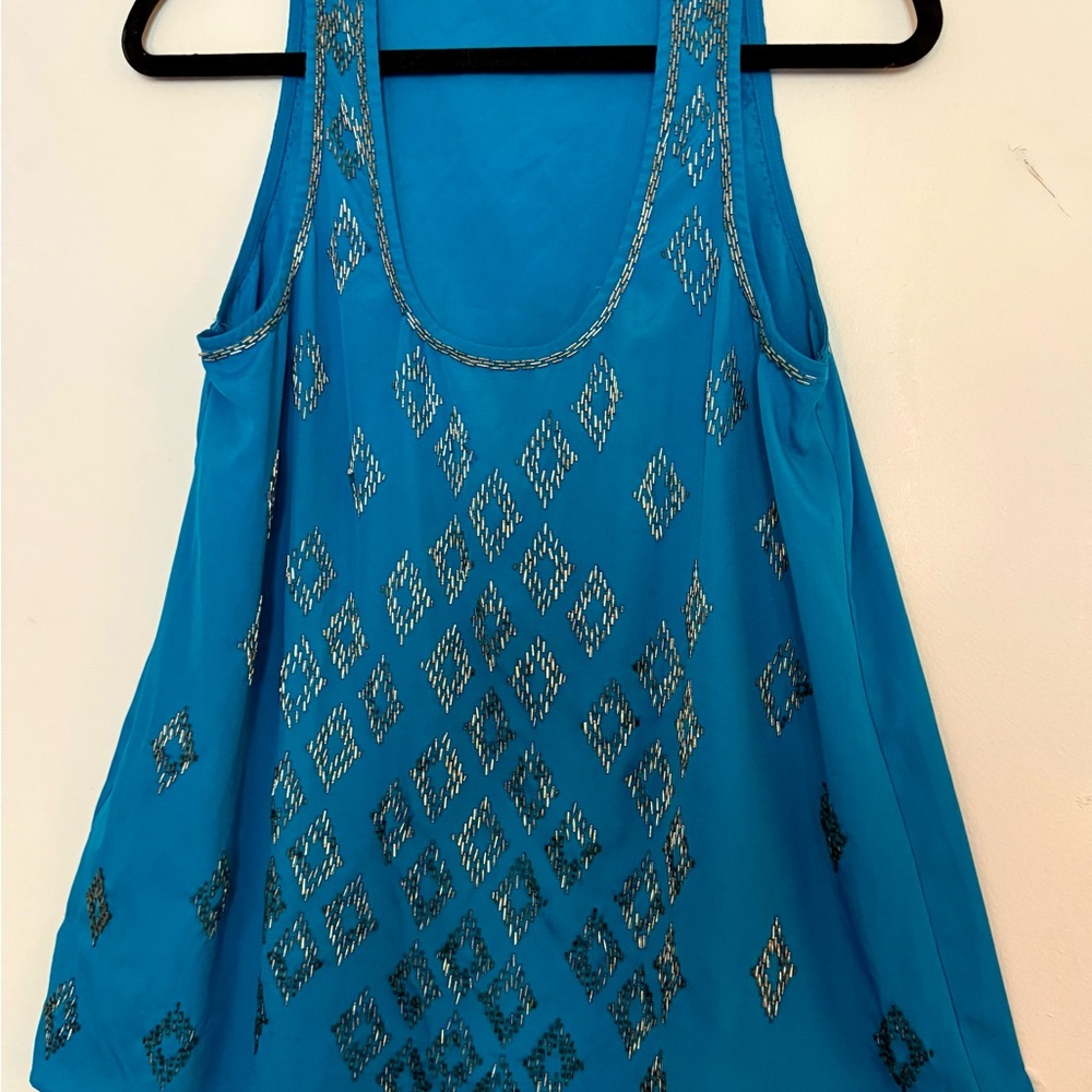Sugarlips Teal Embroidered Tank Top